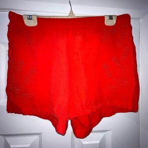 Red Elastic Band Shorts